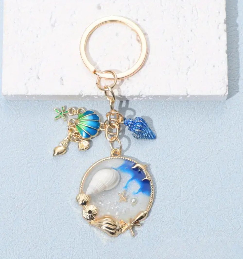 3/$25 Ocean Seashells Shell Conch Keychain NEW